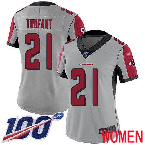 Atlanta Falcons Limited Silver Women Desmond Trufant Jersey NFL Football #21 100th Season Inverted Legend